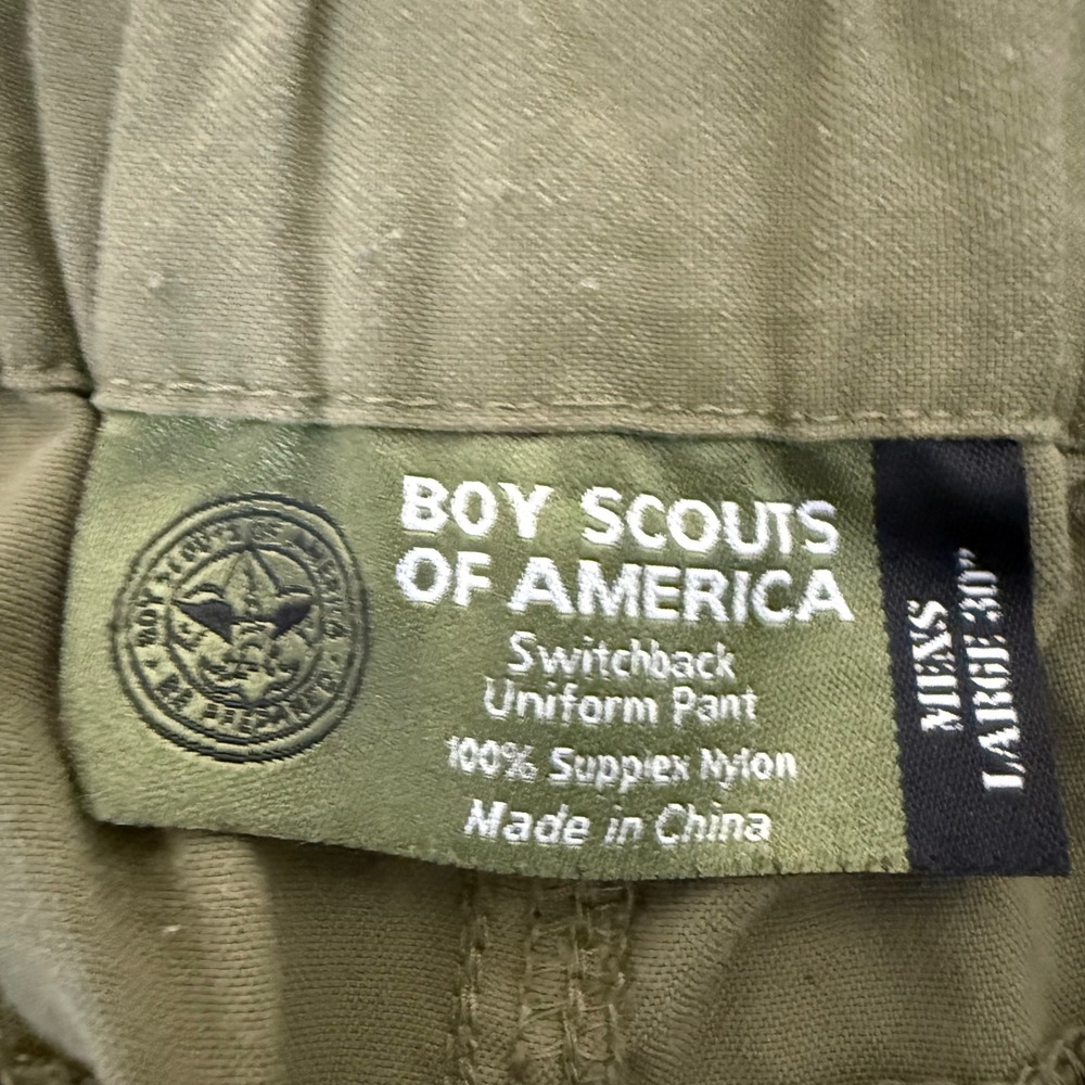 Boy Scouts Switchback Uniform Cargo Pants Mens Large 36x29 Green Convertible - Picture 2 of 8
